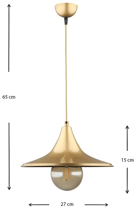 Φωτιστικό οροφής Silia Megapap E27 μεταλλικό μονόφωτο χρώμα χρυσό 27x27x65εκ.