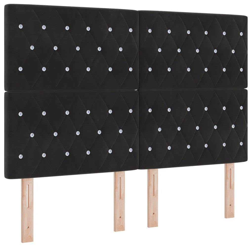 vidaXL Κρεβάτι Box Spring με Στρώμα Μαύρο 160x200 εκ Βελούδο