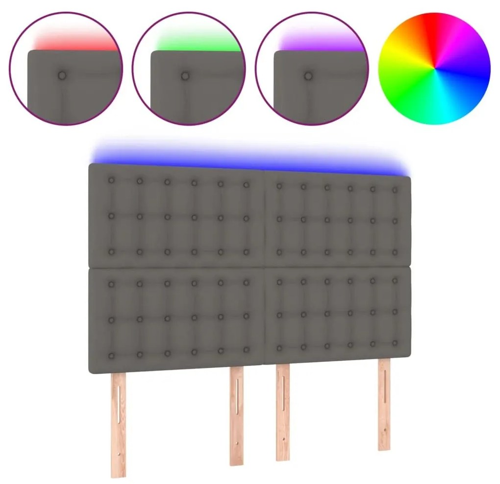 Κεφαλάρι Κρεβατιού LED Γκρι 144x5x118/128 εκ - Γκρι