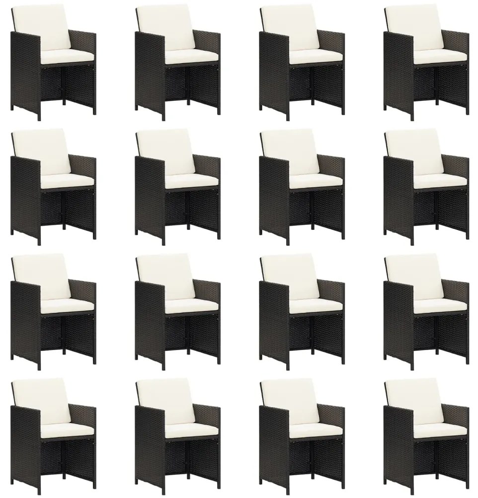 vidaXL Σετ Τραπεζαρίας Κήπου 17 τεμ Μαύρο από Συνθ. Ρατάν με Μαξιλάρια