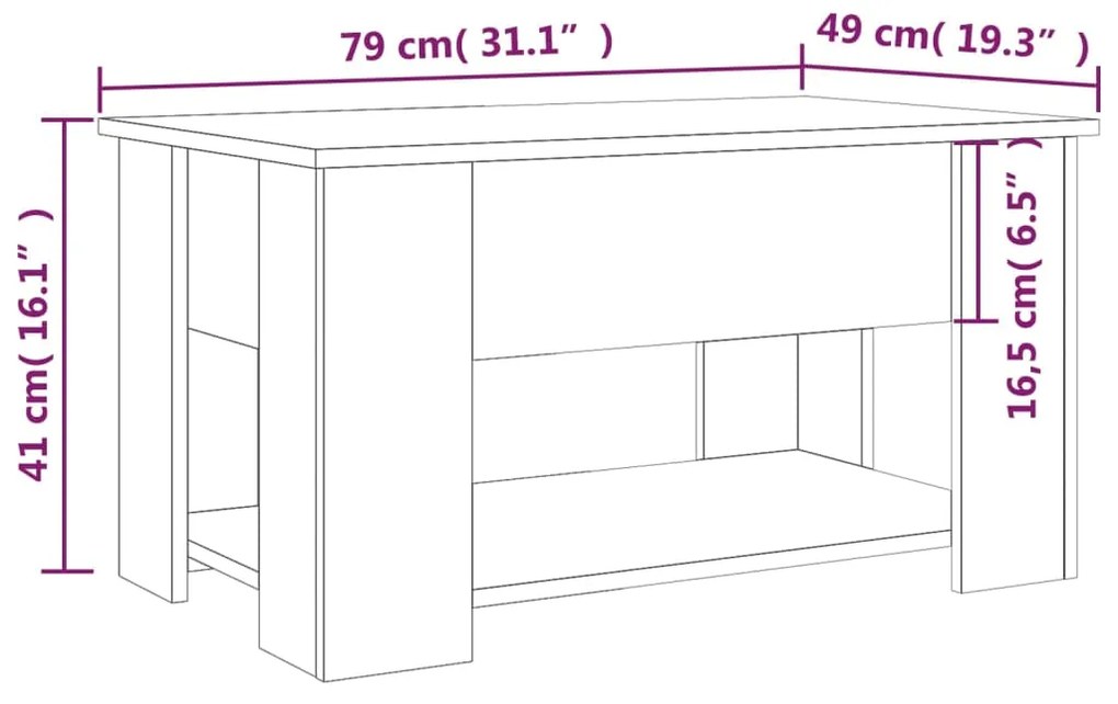 Τραπεζάκι Σαλονιού Μαύρο 79 x 49 x 41 εκ. Επεξεργασμένο Ξύλο - Μαύρο