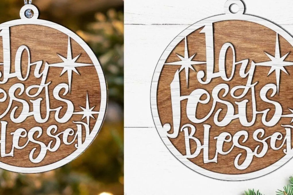 Σετ των 3 Intra απο ξύλο plywood 3mm-4mm πάχος Χριστουγεννιάτικο στολίδι , Christian Δίασταση 8x8 cm INTRAFABR-81358625