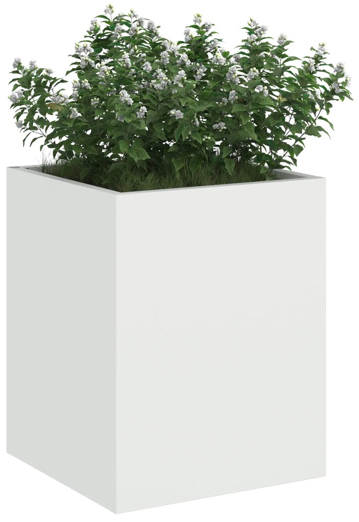 vidaXL Γλάστρα Κήπου Λευκό 32 x 32 x 40 εκ. Κρύα έλαση από χάλυβα