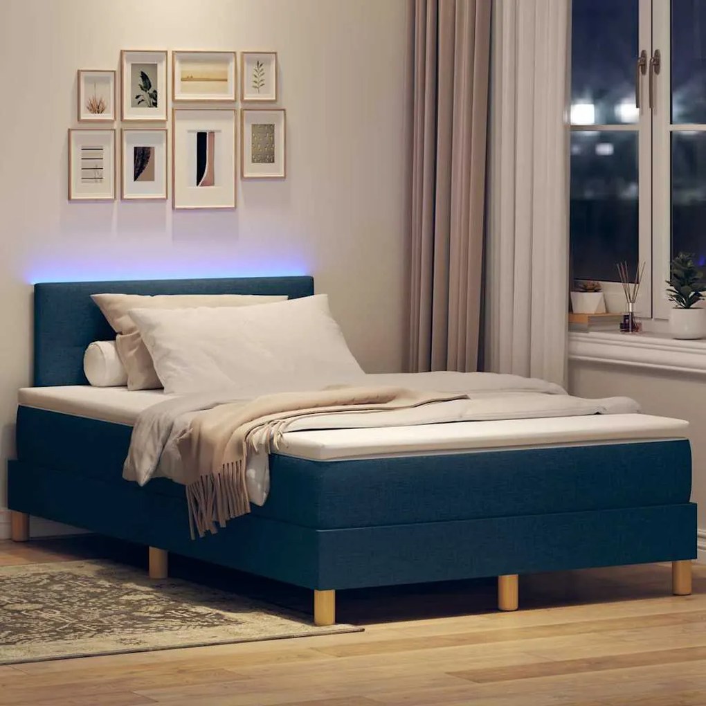 vidaXL Κρεβάτι με ελατήρια με στρώμα Μπλε 120 x 190 cm ύφασμα