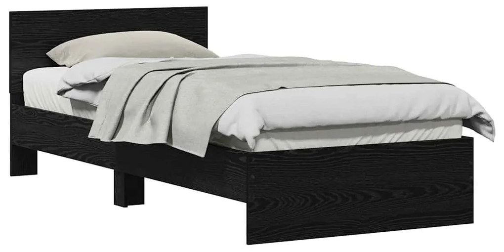 vidaXL Σκελετός Κρεβατιού Μαύρη δρυς 90 x 190 cm Επεξεργασμένο ξύλο