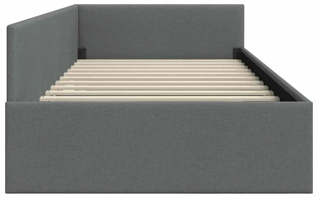 vidaXL Κρεβάτι Γωνίας Σκούρο γκρι 100 x 200 cm Ύφασμα και Έργο ξύλου