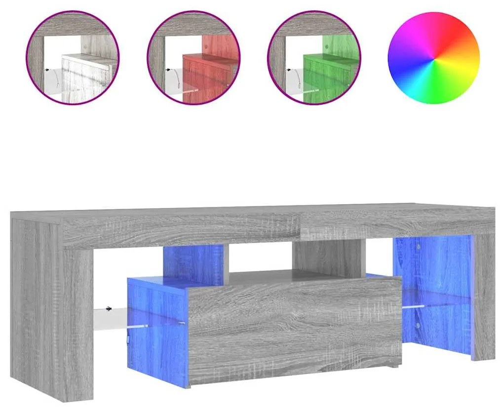 vidaXL Έπιπλο Τηλεόρασης με LED Γκρι Sonoma 120x35x40 εκ.