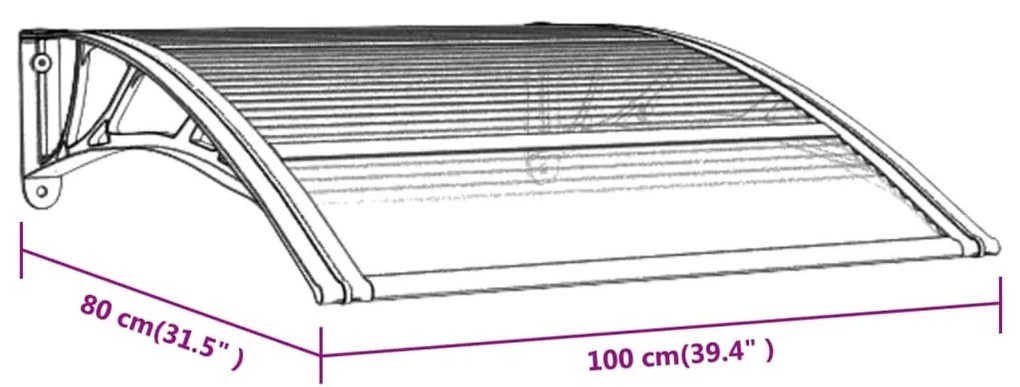 Στέγαστρο Πόρτας Μαύρο &amp; Διαφανές 100 x 75 εκ από Πολυκαρβονικό - Μαύρο