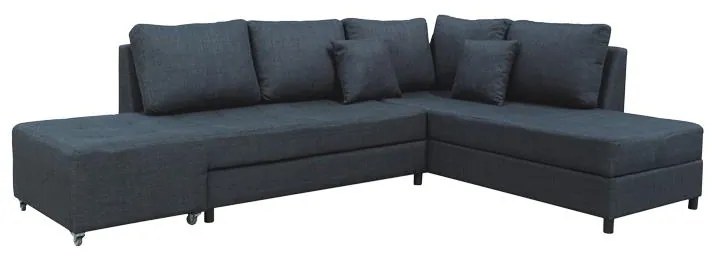 Corner sofa-bed right corner with storage space Lasy anthracite fabric 290x217x74cm 290x217x89 εκ.