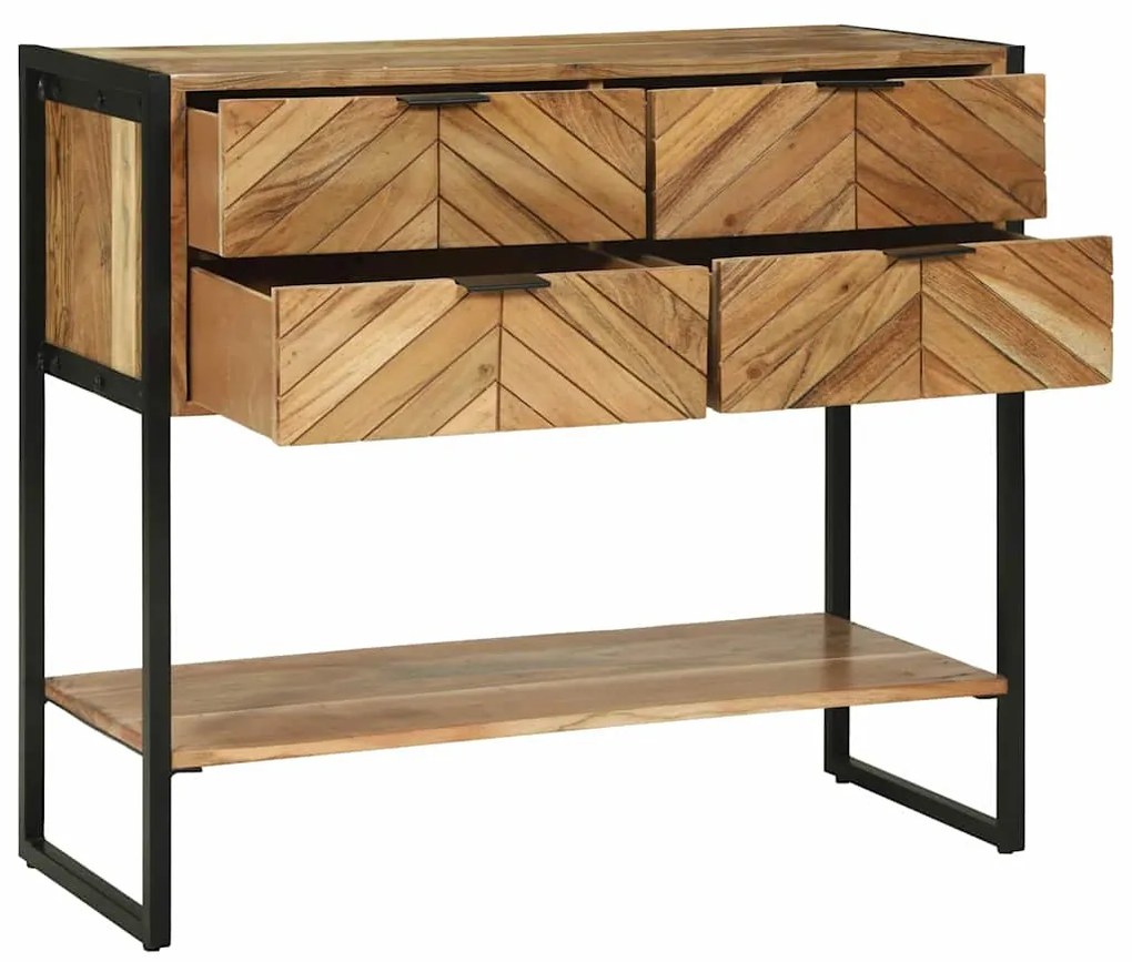 vidaXL Τραπέζι κονσόλας με ράφι Καφέ 90 x 35 x 80 εκ Μασίφ ξύλο μάνγκο