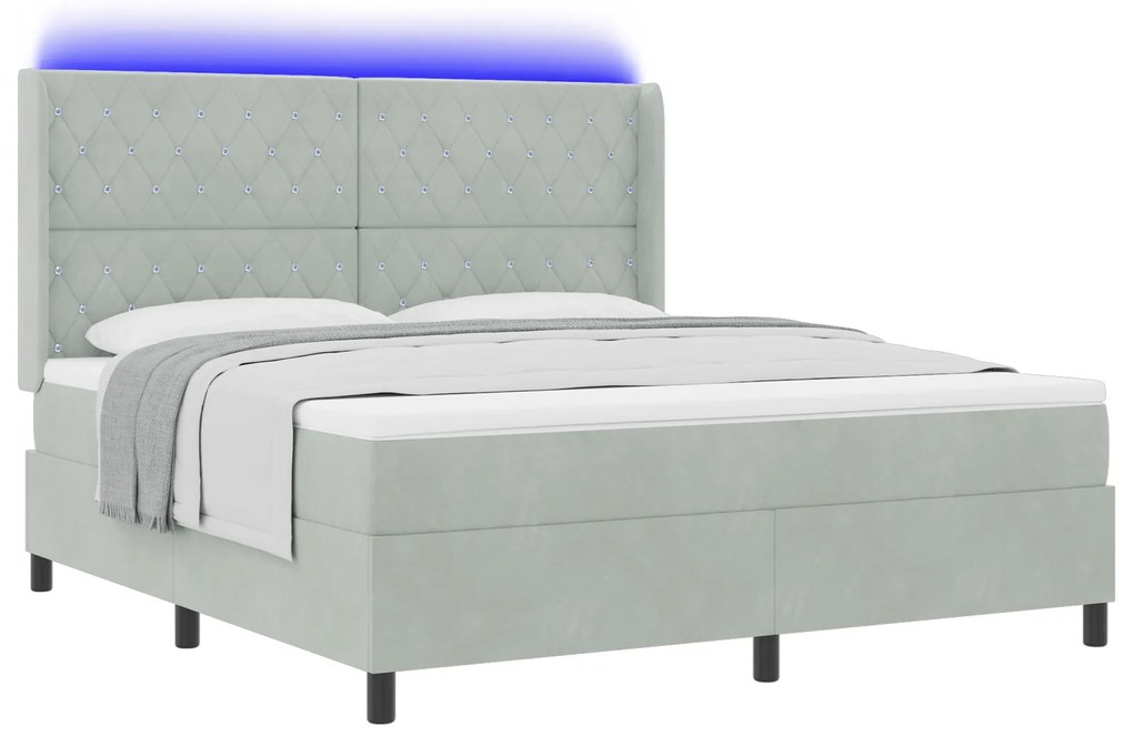 vidaXL Κρεβάτι με Στρώμα & Φωτισμό LED Γκρι 180x200 cm Βελούδο