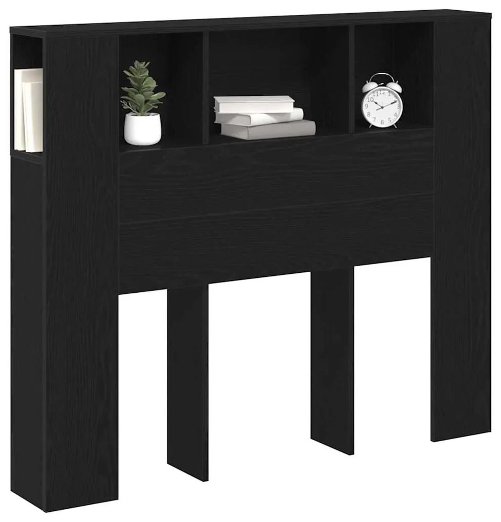 vidaXL Κρεβάτι με Κεφαλάρι με ράφι Μαύρη Οξυά 120 x 18.5 x 102.5 εκ