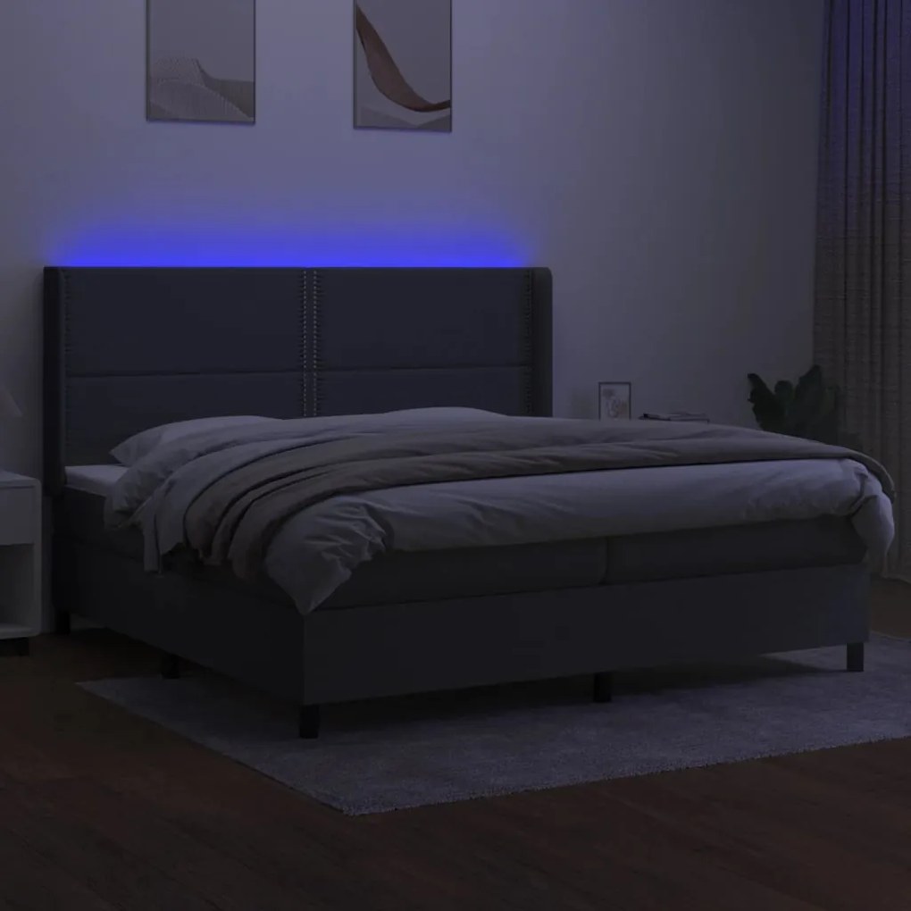 ΚΡΕΒΑΤΙ BOXSPRING ΜΕ ΣΤΡΩΜΑ &amp; LED ΣΚ.ΓΚΡΙ 200X200ΕΚ. ΥΦΑΣΜΑΤΙΝΟ 3138262