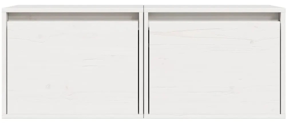 vidaXL Ντουλάπια Τοίχου 2 τεμ. Λευκά 45x30x35 εκ από Μασίφ Ξύλο Πεύκου