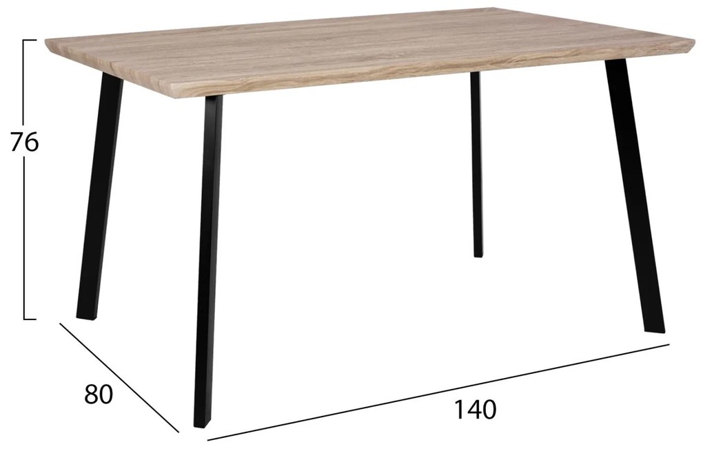 Τραπέζι OFIRA με Μαύρα πόδια Sonama 140x80x76Y εκ. 140x80x76 εκ.