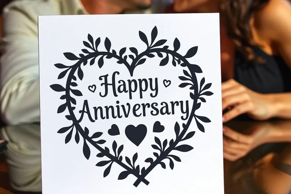 Σετ των 2 Intra απο ξύλο plywood 3mm-4mm πάχος - Cricut Happy Anniversary Card  Δίασταση 20x20 cm INTRAFABR-119776005