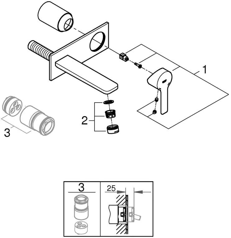 Μπαταρία νιπτήρος Grohe Lineare New-Μήκος 17 εκ.-Anthraki Mat