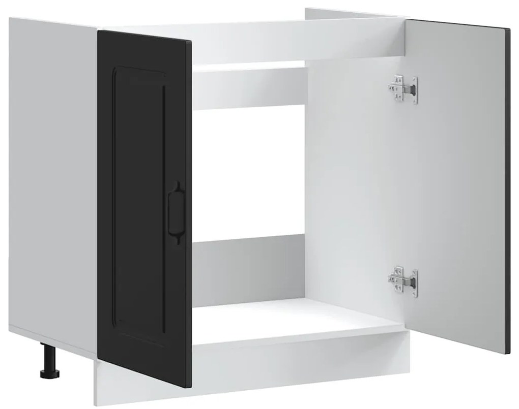 vidaXL Ντουλάπι βάσης νεροχύτη Kalmar Μαύρο 80x46x81,5 εκ. Επεξ. Ξύλο