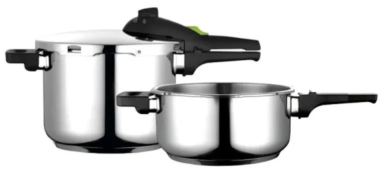 Προϊόν με ανοιχτή συσκευασία: Σετ 2 χύτρες ταχύτητας Fagor Rapid Xpress, 4+6 l, 2 επίπεδα 60/100 kPa, 5 συστήματα ασφαλείας, Ατσάλι 18/10, Ασημί