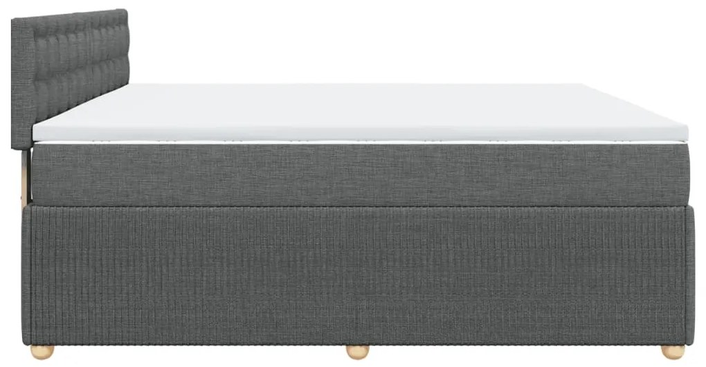 vidaXL Κρεβάτι Boxspring με Στρώμα Σκούρο Γκρι 200x200 εκ. Υφασμάτινο