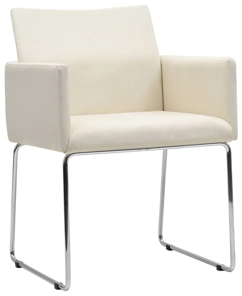 vidaXL Καρέκλες Τραπεζαρίας 4 τεμ. Λευκές Υφασμάτινες με Λινό Σχέδιο