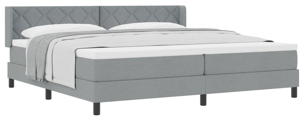 vidaXL Κρεβάτι Box Spring με Στρώμα, Ανοιχτό γκρι, 200x200 εκ., Ύφασμα