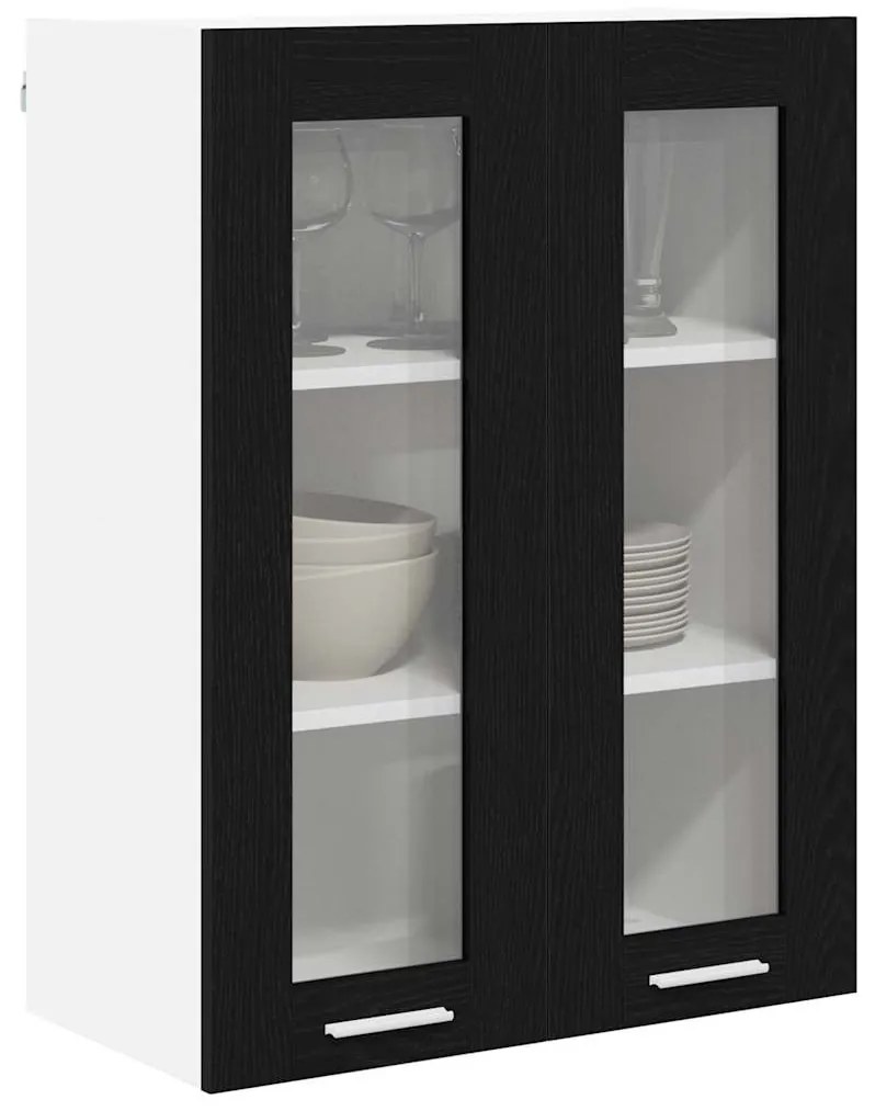 vidaXL Κρεμαστό ντουλάπι με αποθήκευση Μαύρη Οξυά 60 x 31 x 80 εκ.