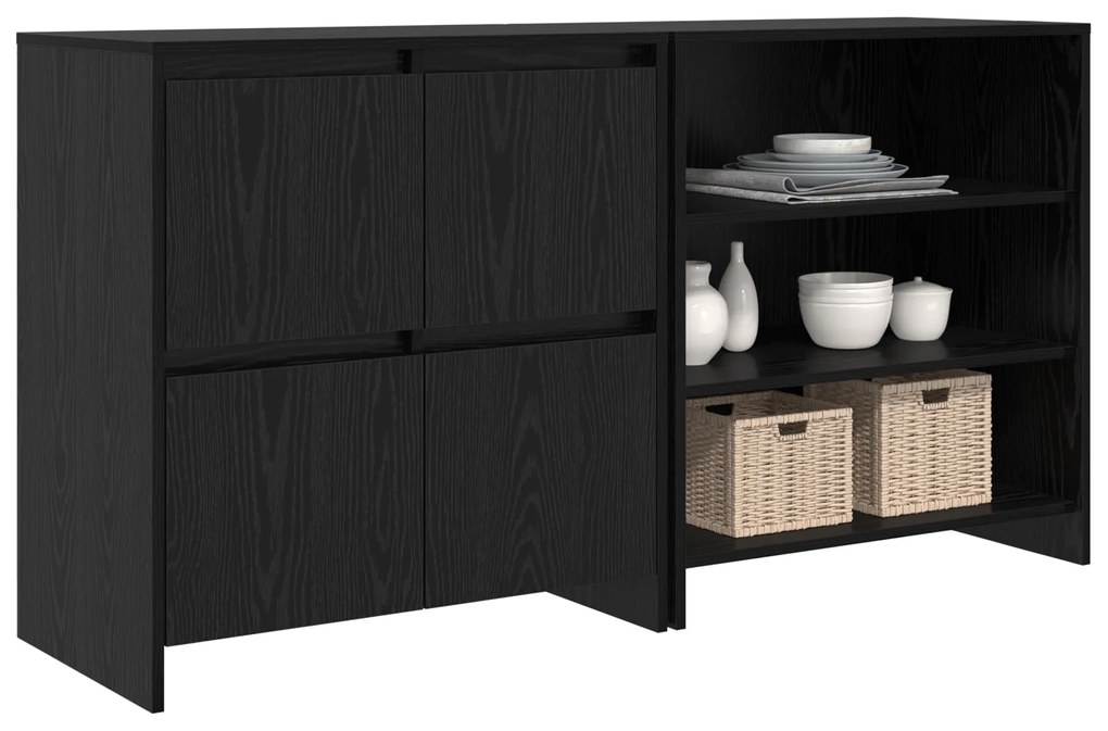vidaXL Πλαϊνό γραφείο με ράφι με πόρτα 2 pcs Μαύρη δρυς 70 x 41 x 75 εκ.