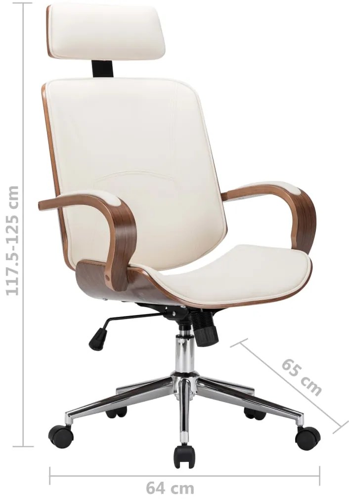vidaXL Καρέκλα Γραφείου με Προσκέφαλο Κρεμ Συνθ. Δέρμα/Λυγισμένο Ξύλο