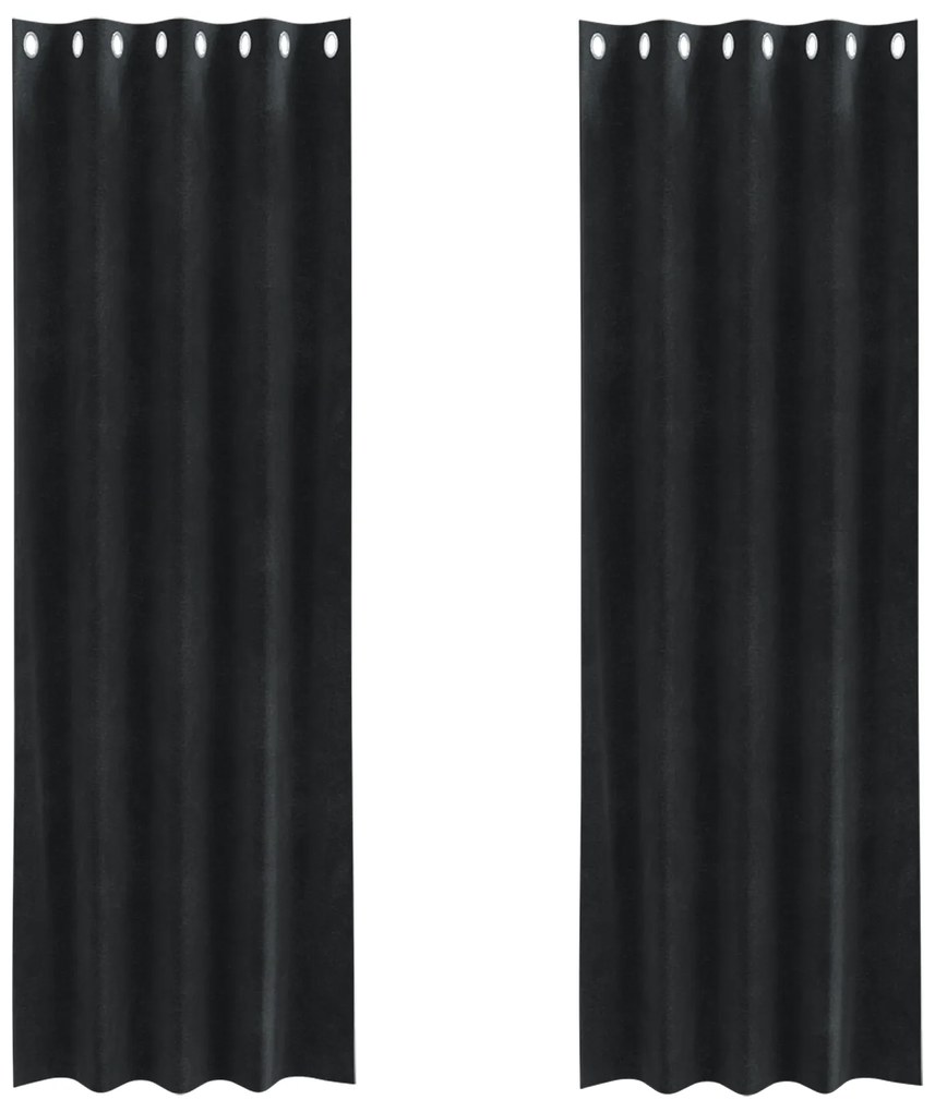 vidaXL Curtains Blackout με Eyelets 2 τεμαχίων Μαύρο Βελούδο