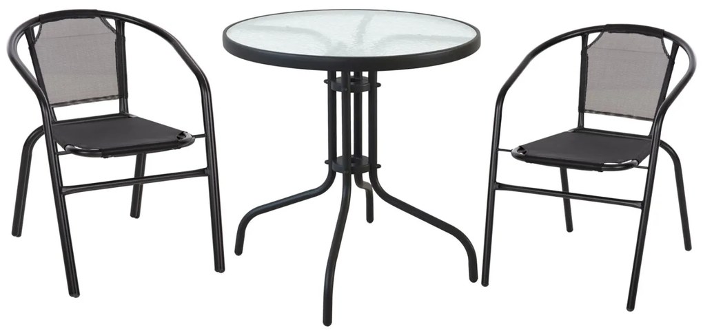 Σετ Κήπου Τραπεζαρία HM10713 3 τεμ Μαύρο Μέταλλο &amp; Textline