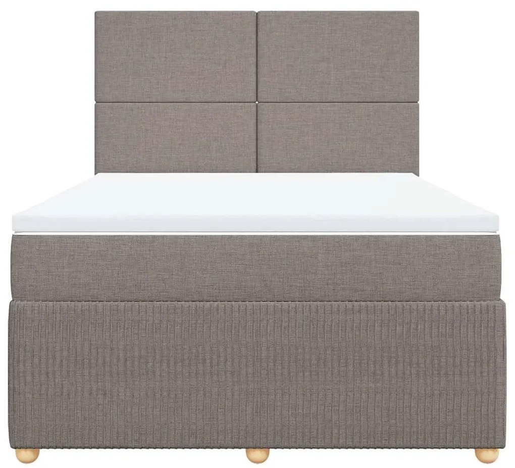vidaXL Κρεβάτι Boxspring με Στρώμα Taupe 140x190 εκ. Υφασμάτινο