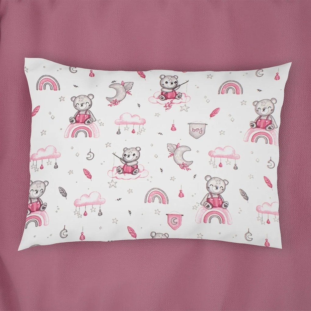 Βρεφική Μαξιλαροθήκη (35x45) Dimcol Cloudy Bear 582 White - Pink