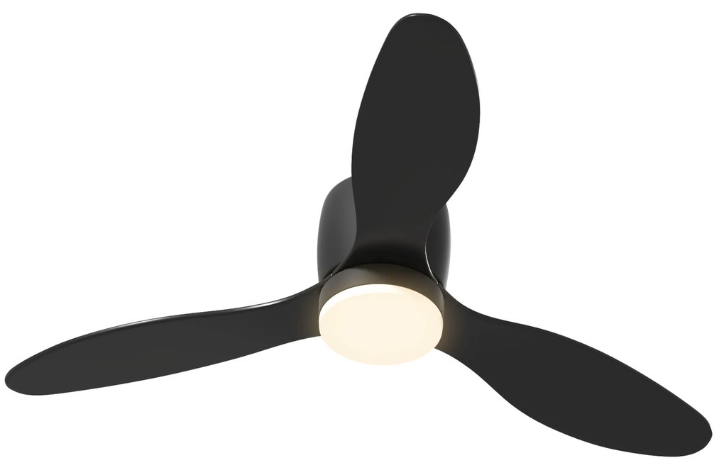 HOMCOM Ανεμιστήρας οροφής με φωτισμό και τηλεχειριστήριο, 3 χρώματα φωτισμού, 6 ταχύτητες, Ρυθμιζόμενη φωτεινότητα, Μαύρο