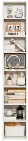 VEVOR 8 Tiers Narrow Bookshelf 71&quot; Wooden Open Bookcase Adjustable Shelf White