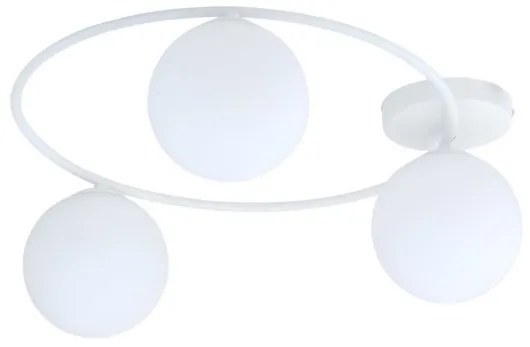 Φωτιστικό Οροφής 3xE14 Ατσάλι-Γυαλί Λευκό SOPRA Made in Poland Emibig-1258/3-Λευκό 1258/3