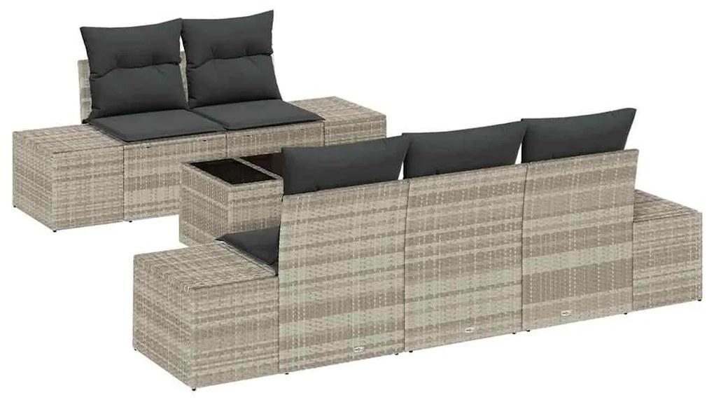 vidaXL Σετ Καναπέ Κήπου με μαξιλάρι 6 pcs Ανοιχτό γκρι 55 x 55 x 37 εκ