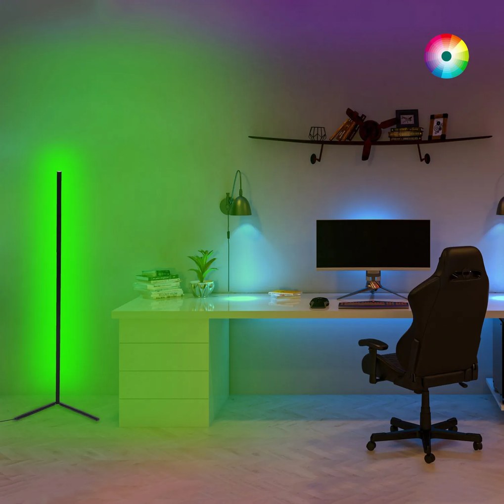 Φωτιστικό Δαπέδου Μαύρο Με RGB LED & Ασύρματο Χειριστήριο 30x30x120 Εκ.