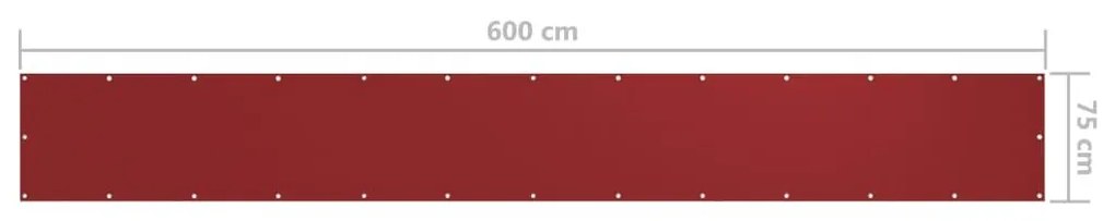 Διαχωριστικό Βεράντας Κόκκινο 75 x 600 εκ. Ύφασμα Oxford - Κόκκινο