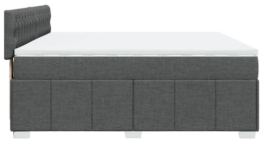 vidaXL Κρεβάτι Boxspring με Στρώμα Σκούρο Γκρι 200x200 εκ. Υφασμάτινο