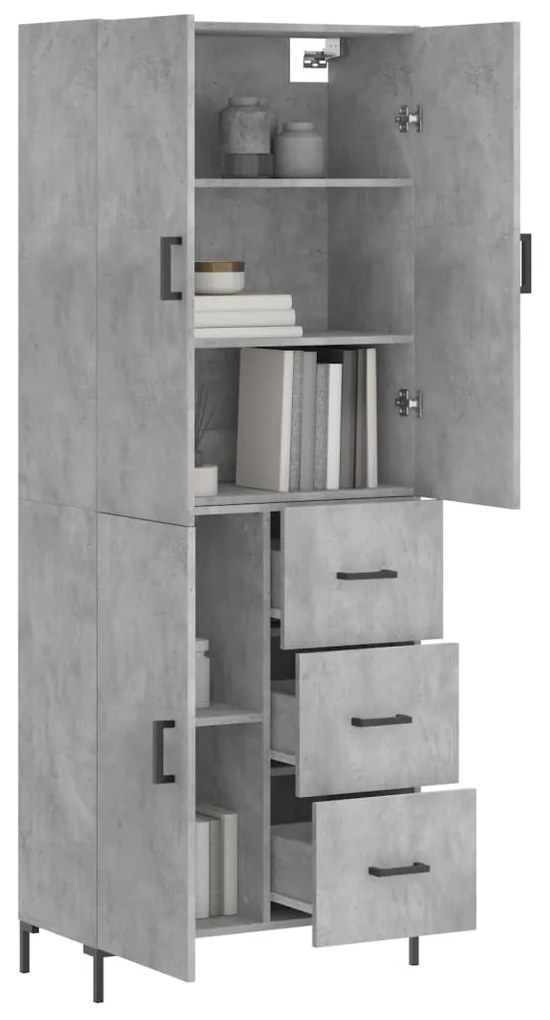 vidaXL Ντουλάπι Γκρι Σκυροδέματος 69,5x34x180 εκ. Επεξεργασμένο Ξύλο