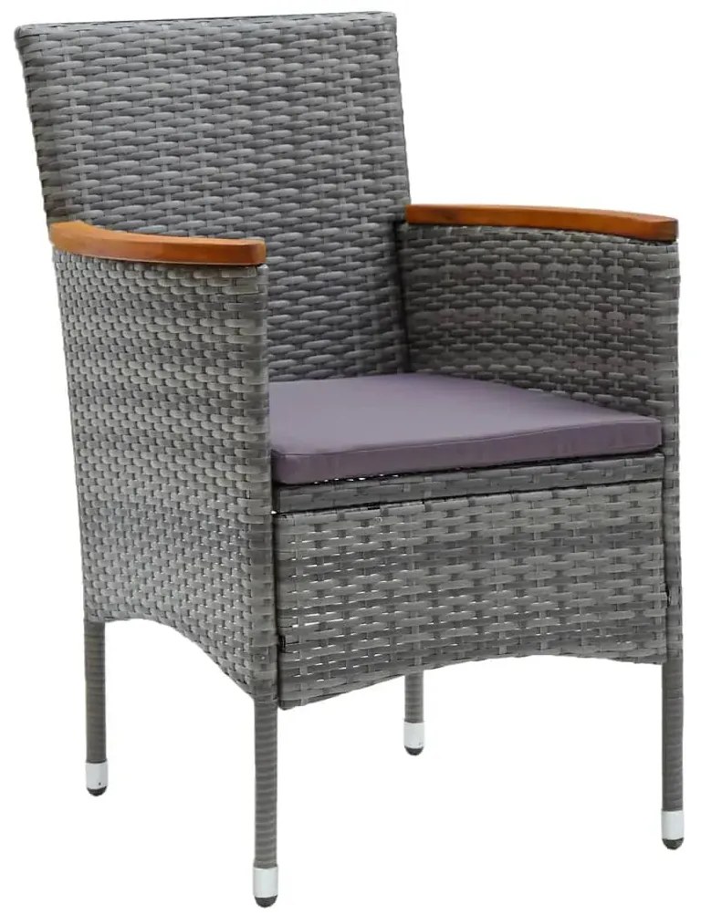 vidaXL Σετ Τραπεζαρίας Κήπου 5 Τεμαχίων Γκρι Συνθ. Ρατάν με Μαξιλάρια