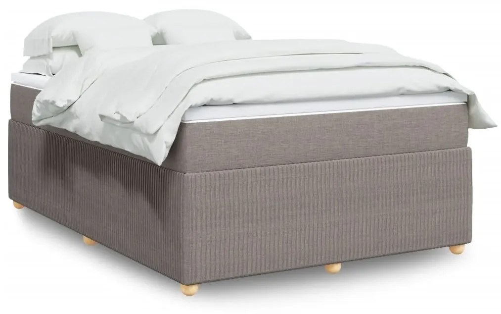 Κρεβάτι Boxspring με Στρώμα Taupe 140x190 εκ. Υφασμάτινο - Μπεζ-Γκρι