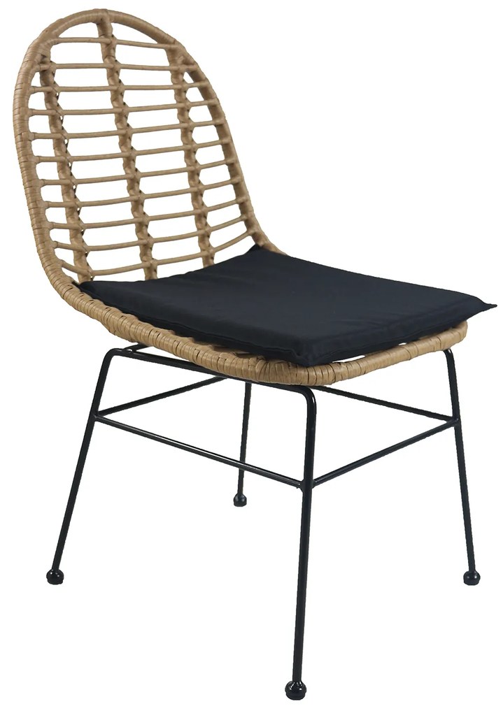 Καρέκλα Κήπου ArteLibre ACCIUS Φυσικό/Μαύρο Μέταλλο/Rattan 49x56x84cm Arte-14510017