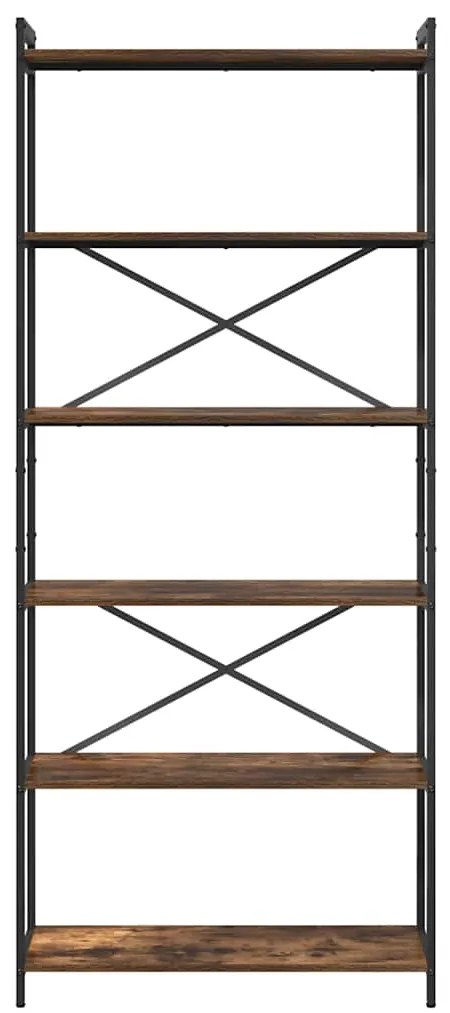 vidaXL Βιβλιοθήκη Καπνιστή δρυς 80 x 30 x 188 εκ Επεξεργασμένο ξύλο