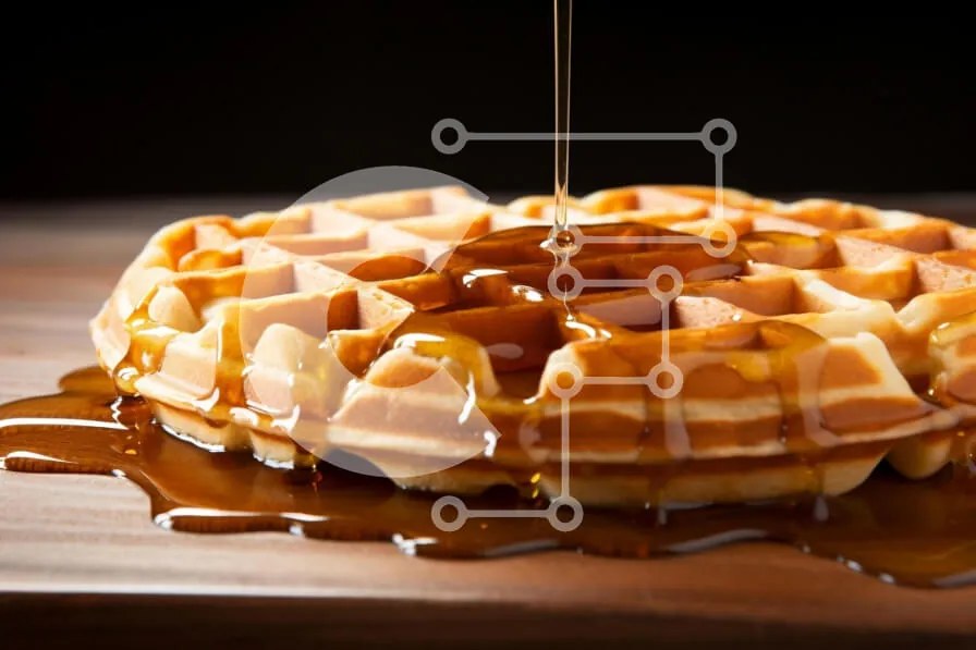 Σετ των 2 Intra Συλλεκτικό Ξύλινο Παζλ Plywood  4mm - Βάφλα με σιρόπι σε ξύλινη επιφάνεια Σε Ξύλινο Κουτί - Διαστάσεις: 10x10 cm – 25 κομμάτια