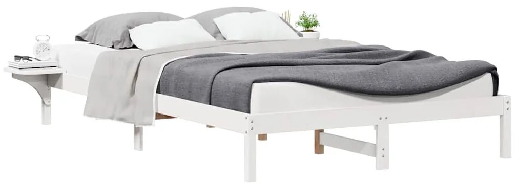 vidaXL Κρεβατοκάμαρα με Πλαϊνά Τραπέζια Λευκό 140 x 210 cm