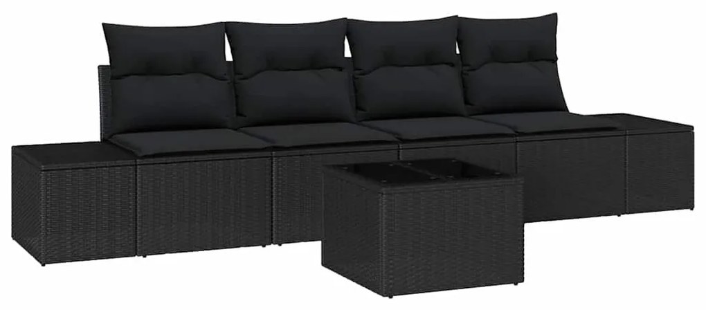 vidaXL Σετ Καναπέ Κήπου με μαξιλάρι 5 pcs Μαύρο 55 x 55 x 37 εκ