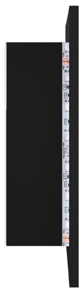 Καθρέφτης Μπάνιου με Ντουλάπι LED Μαύρος 40x12x45 εκ. Ακρυλικός - Μαύρο