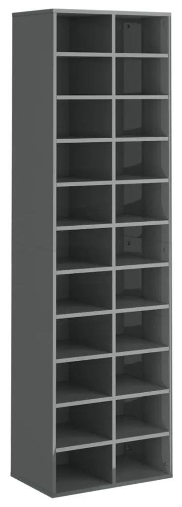 vidaXL Παπουτσοθήκη Γυαλιστερό Γκρι 54 x 34 x 183 εκ. από Μοριοσανίδα